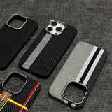 Relief Carbon Fiber Magnetic Lens Metal Protective Case for iPhone
