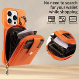 Crossbody RFID‑Blocking Zipper Wallet Case for iPhone