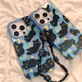 Cute Star Moon Cat Pattern Case for iPhone