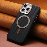 Luxury Leather Carbon Fiber Texture Magnetic Shockproof Phone Case for iPhone