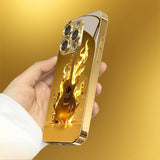 Flame Guitar Electroplated Tempered Glass Phone Case for iPhone