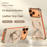 Frameless Plain Leather Magnetic Stand Case for iPhone