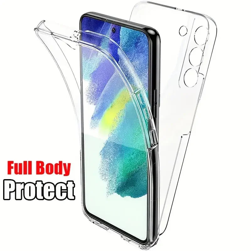 360° Front+Back Full Body Transparent TPU+PC Phone Case For Samsung