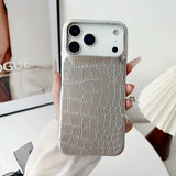 Solid Color Glossy Crocodile Skin Pattern Shockproof Phone Case for iPhone