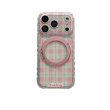 Sweet Color Block Plaid Rotatable Kickstand Case for iPhone