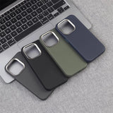 Luxury Alloy Lens Frame Particle PU Leather Magnetic Case for iPhone