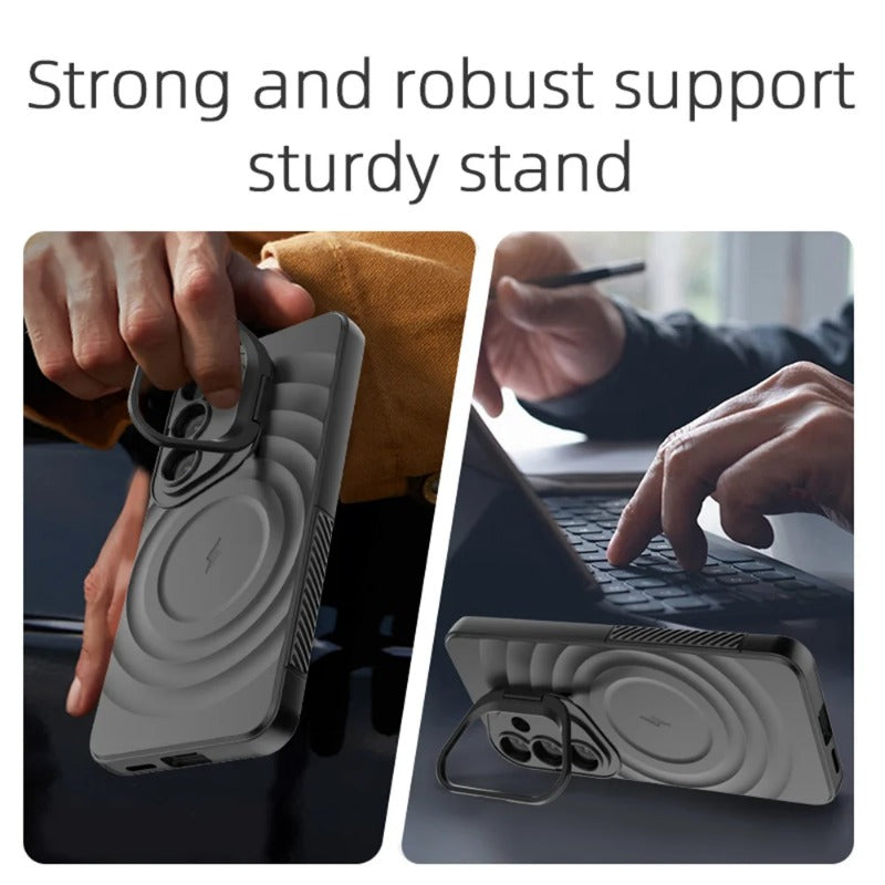 Fold Lens Stand Water Wave Magnetic Phone Case For Samsung