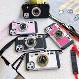 3D Retro Camera Lanyard Phone Case For iPhone