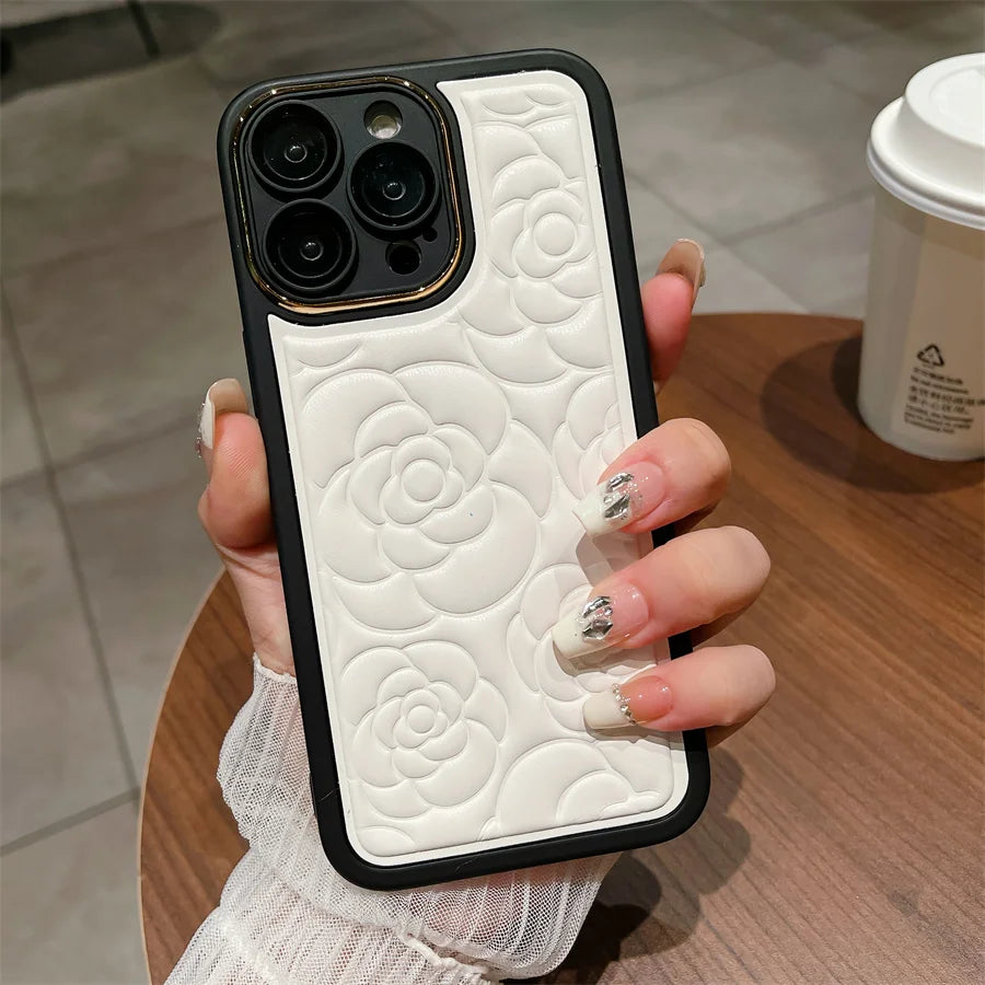 3D Rose Flowers Leather Case for iPhone