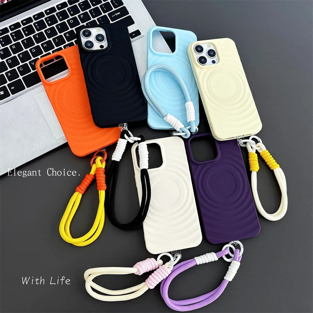 3D Wave Magnetic Wrist Strap Case For iPhone