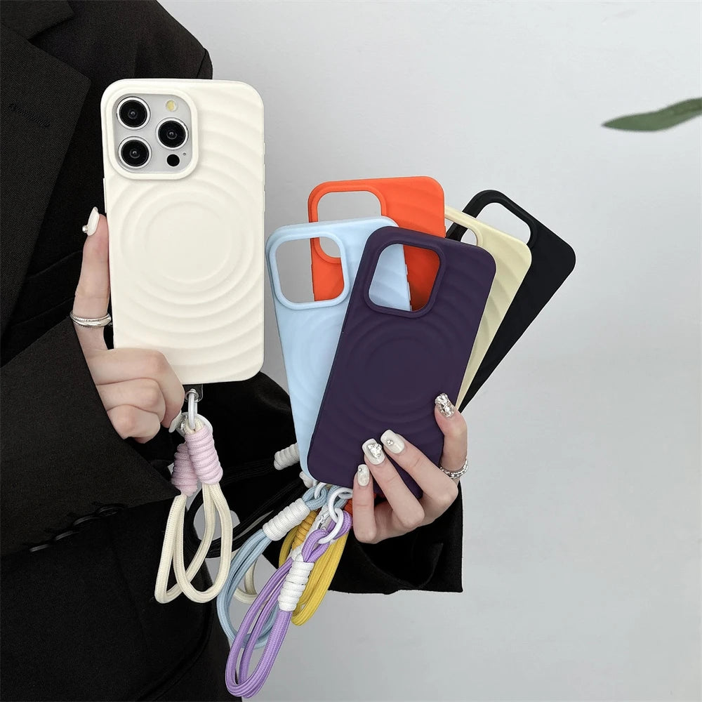 3D Wave Magnetic Wrist Strap Case For iPhone
