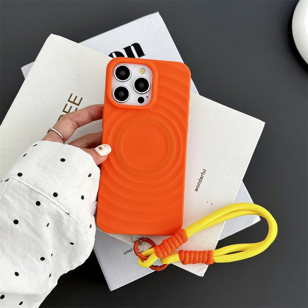 3D Wave Magnetic Wrist Strap Case For iPhone