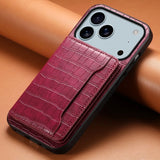 Vintage Crocodile Texture Leather Card Holder Case for iPhone