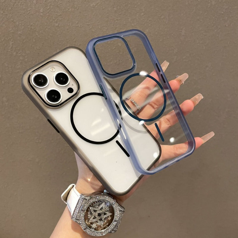Transparent Thin Circle Magnetic Phone Case For iPhone