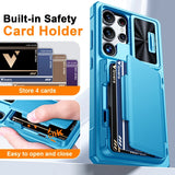 Full Body with Card Holder Kickstand Wallet Phone Case for Samsung