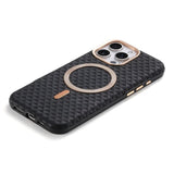 Luxury Leather Carbon Fiber Texture Magnetic Shockproof Phone Case for iPhone