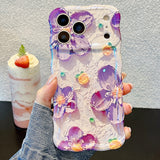 Oil Painting Style Floral Glossy Anti-Fall Soft Case for IPhone