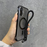 Wrist Strap Ultra Slim Frameless Matte Clear Magnetic Case For iPhone
