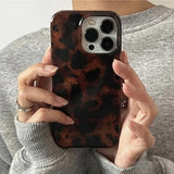 Retro Amber Texture Stylish Leopard Print Phone Case for iPhone