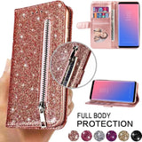 Fashion Glitter Wallet Card Slots Flip Leather Case for Samsung