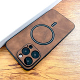 Luxury PU Leather Deer Magsafe Wireless Charge Case for iPhone