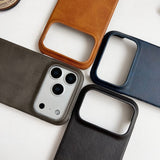 Business Oil‑Waxed Leather Hard Case for iPhone