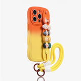 Cute Doll Wrist Strap Two-tone Gradient Silicone Case for iPhone