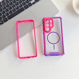 Contrast Color Magnetic Shockproof Transparent Hard Case For Samsung