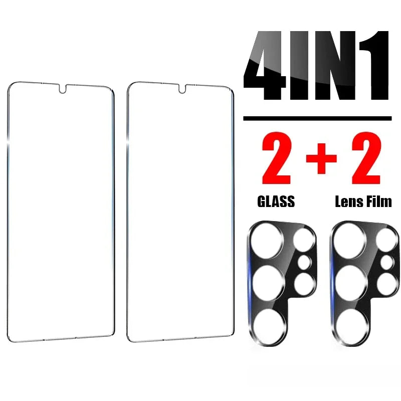 Panel Glass Protector 4 in 1 Tempered Glass Screen Protectors With Lens Protective Glass ...