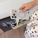 Macaron Polka Dot Magnetic Kickstand Shockproof Case for iPhone