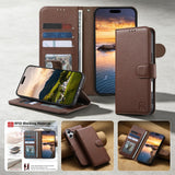 Genuine Leather Flip Card Slot RFID Blocking Wallet Case for iPhone