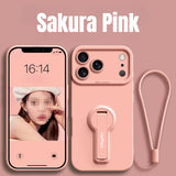 Silicone Full-Coverage Phone Case with Kickstand Lanyard for iPhone