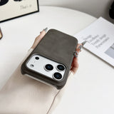 Business Oil‑Waxed Leather Hard Case for iPhone