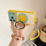 Color Block Magnetic Stand Shockproof Case for iPhone