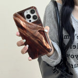 Retro Glossy Brown Render Satin Pattern Shockproof TPU Case for iPhone