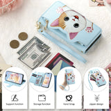 Cute Cat Card Holder Wallet Lanyard Case for iPhone
