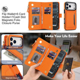 Leather Crossbody Wallet Magnetic Charging Case for iPhone