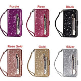 Fashion Glitter Wallet Card Slots Flip Leather Case for Samsung