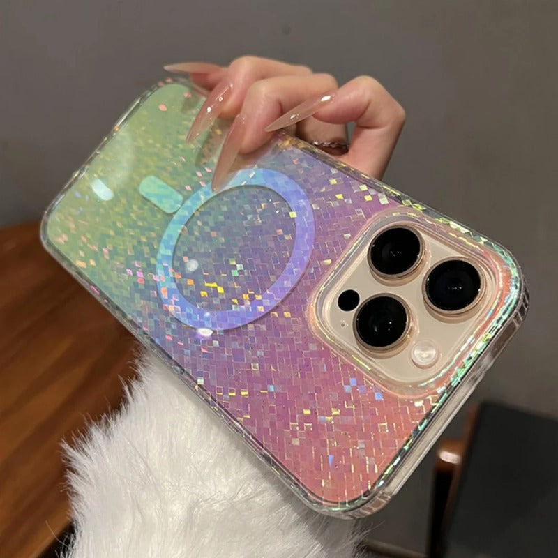 Luxury Diamond Sequin Transparent Magnetic Case For iPhone
