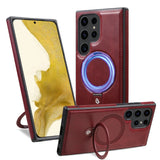 Wireless Charging Magnetic Holder Leather Phone Case for Samsung