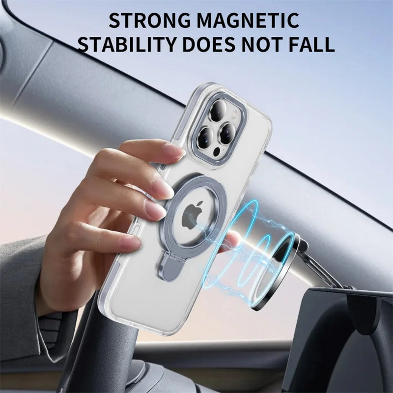 Luxury Clear Strong Magnetic Stand Phone Case For iPhone
