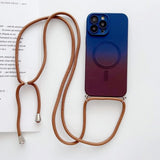 Gradient Color Crossbody Lanyard Camera Protector Magnetic Case For iPhone