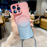 Gradient Color Crossbody Lanyard Camera Protector Magnetic Case For iPhone