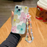 Flowers with Bracelet Transparent All-Inclusive Anti-Fall Case for iPhone