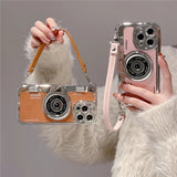 Fashion 3D Retro Camera Handheld Leather Case for iPhone