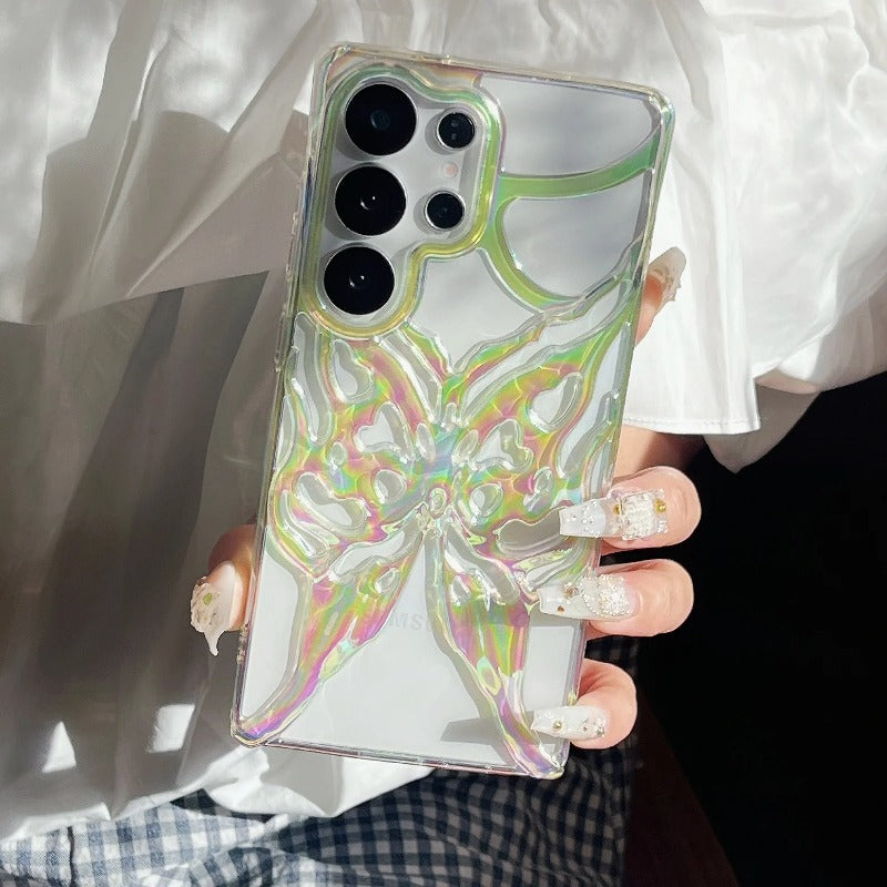 Gradient Color Hollowed Butterfly Plating Cover  For Samsung