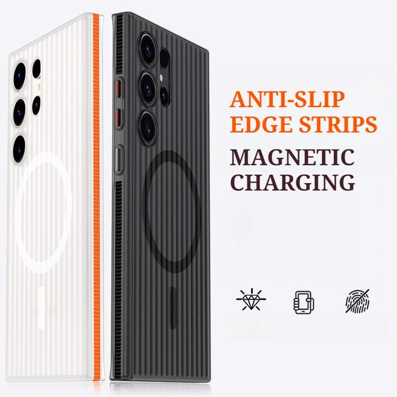 Corrugated Grating Anti-Slip Strip Magnetic Skin-Feel Phone Case for Samsung