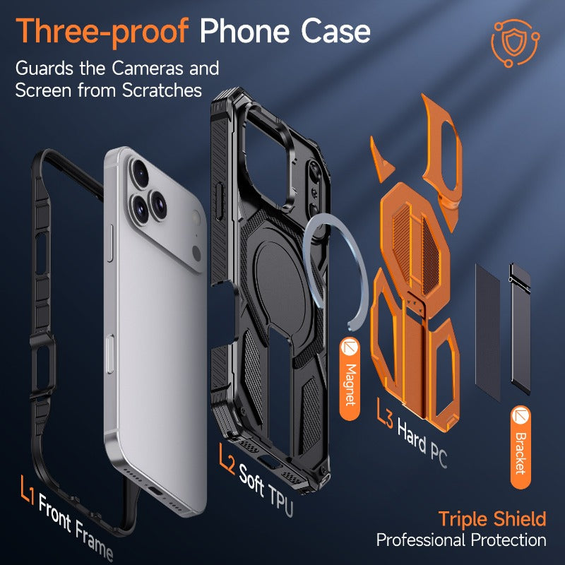 New 3-In-1 Drop-Proof Phone Case with Magnetic Stand for IPhone
