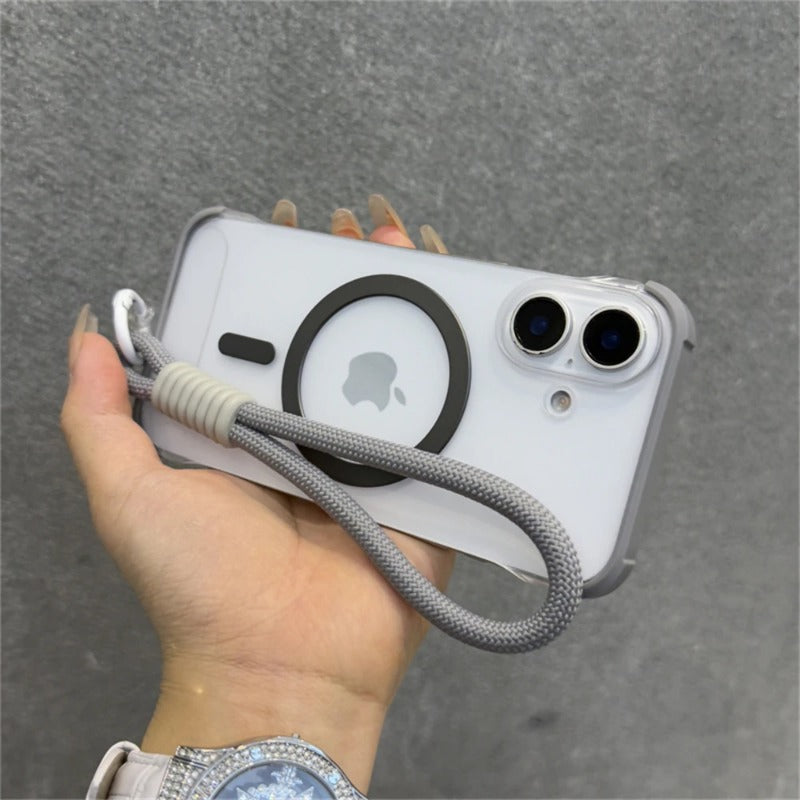 Wrist Strap Ultra Slim Frameless Matte Clear Magnetic Case For iPhone