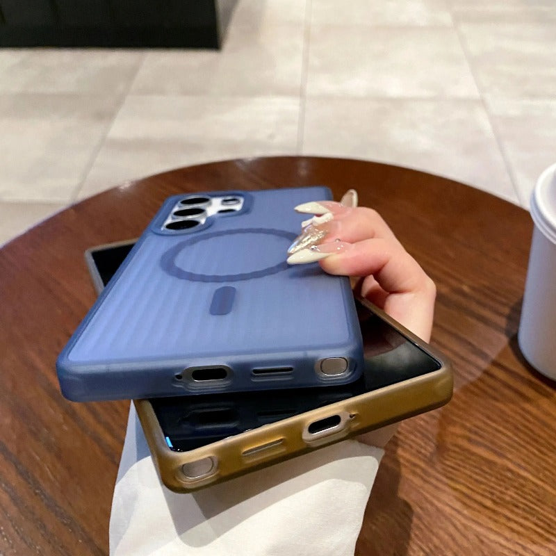 Corrugated Pattern Non-slip Magnetic Matte Case For Samsung